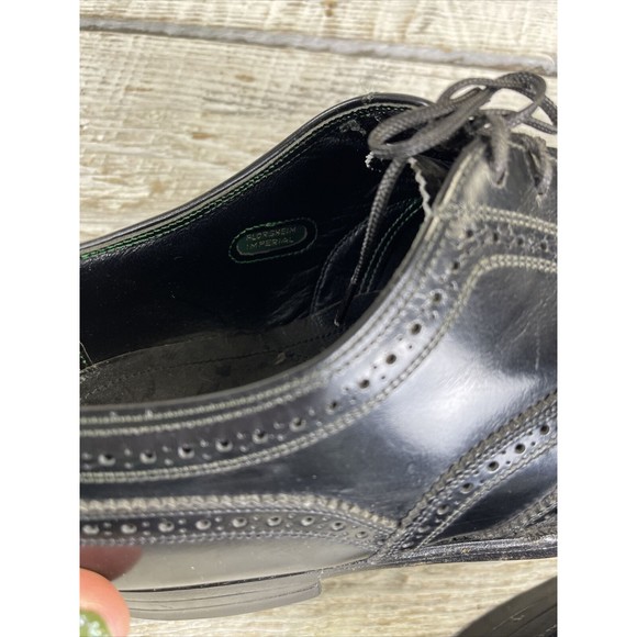 Men's Florsheim Imperial Shell #92329 Black Leather Wingtip Shoes 11 C - Picture 5 of 6
